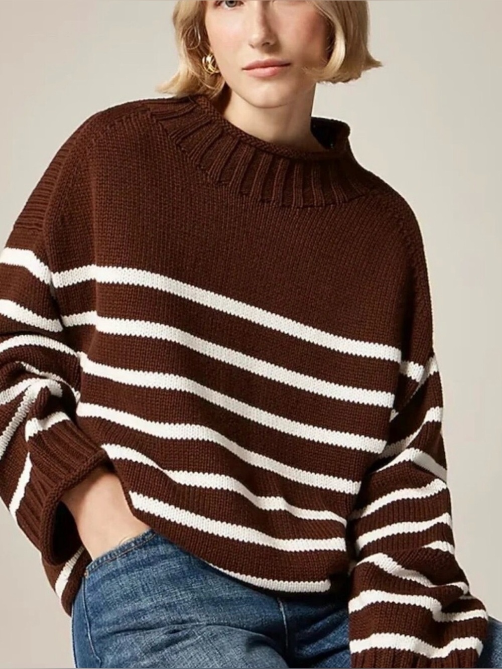 J. Crew 2025 Roll neck Sweater Brown striped